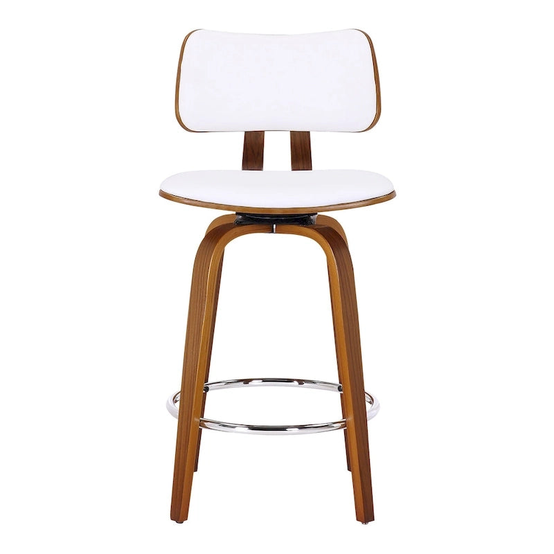 Tabouret de comptoir pivotant avec revêtement en tissu et pieds en noyer