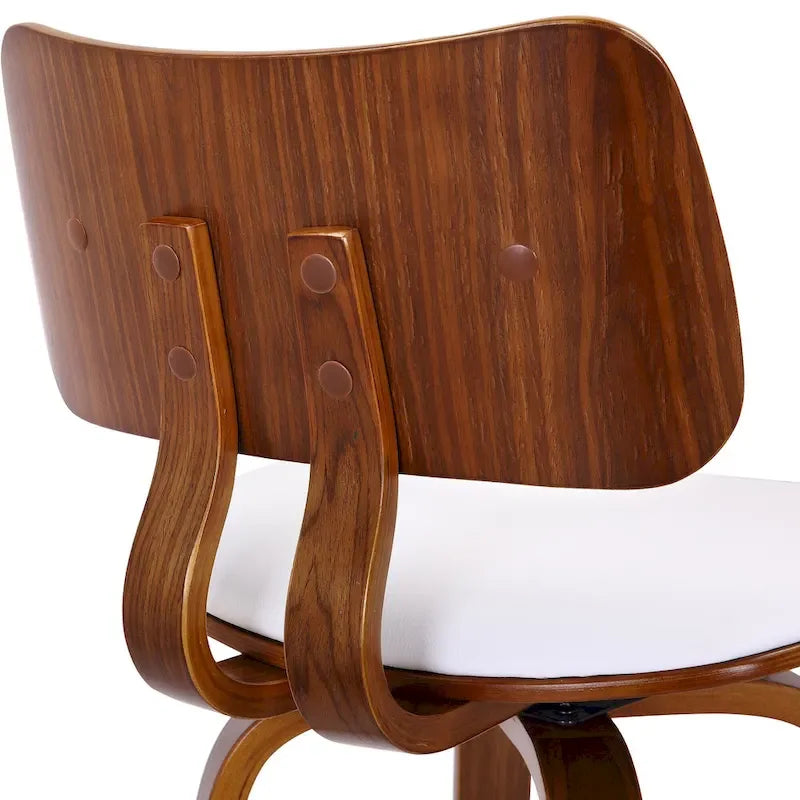 Tabouret de comptoir pivotant avec revêtement en tissu et pieds en noyer