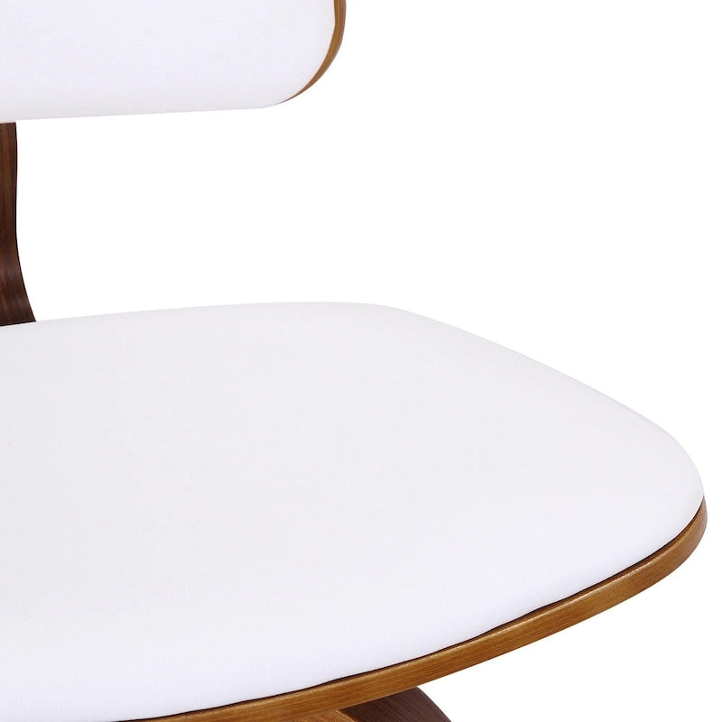 Tabouret de comptoir pivotant avec revêtement en tissu et pieds en noyer