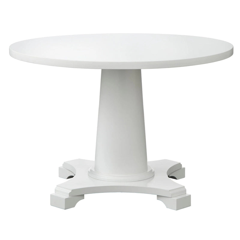 Table à manger piédestal en bois rond, finition rustique vintage vieillie