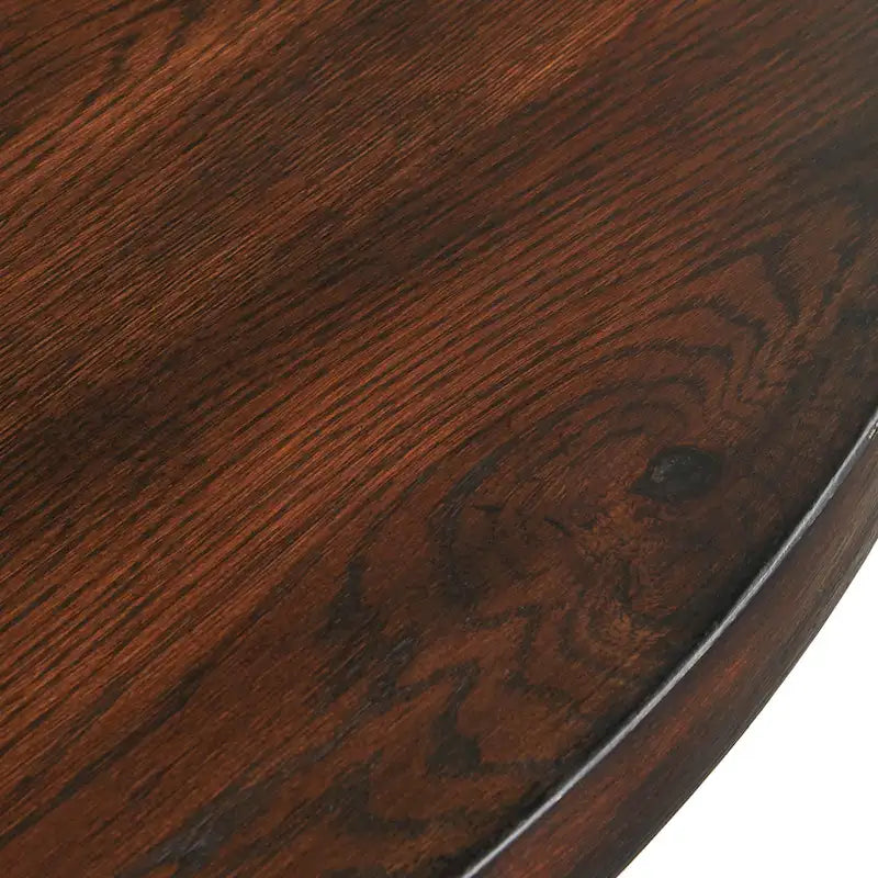 Table à manger piédestal en bois rond, finition rustique vintage vieillie