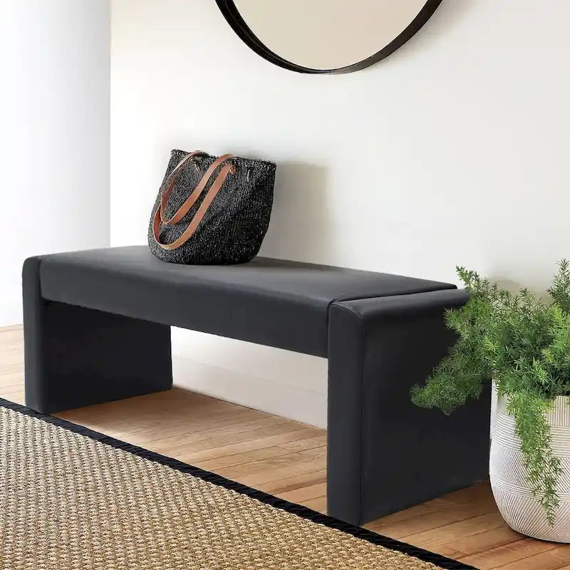 Banc cascade rembourré en similicuir noir, havane, olive