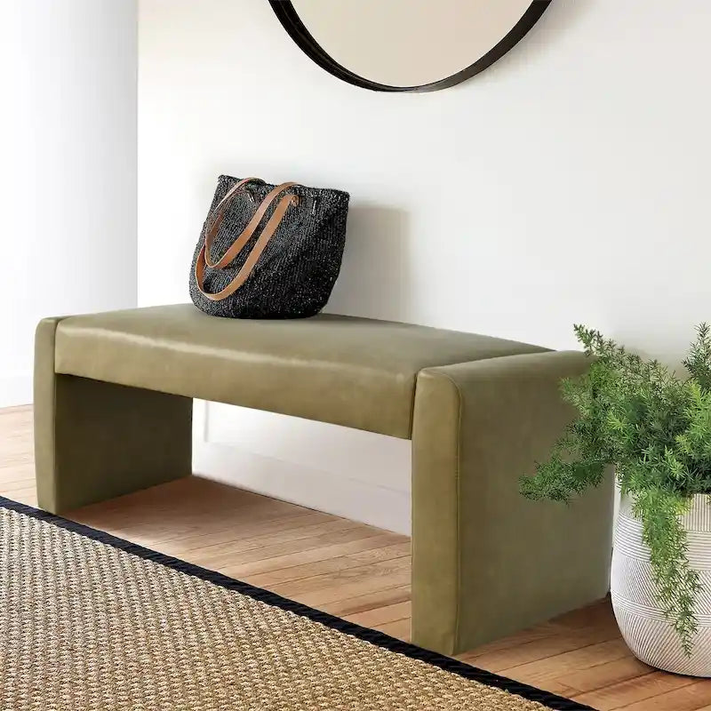 Banc cascade rembourré en similicuir noir, havane, olive