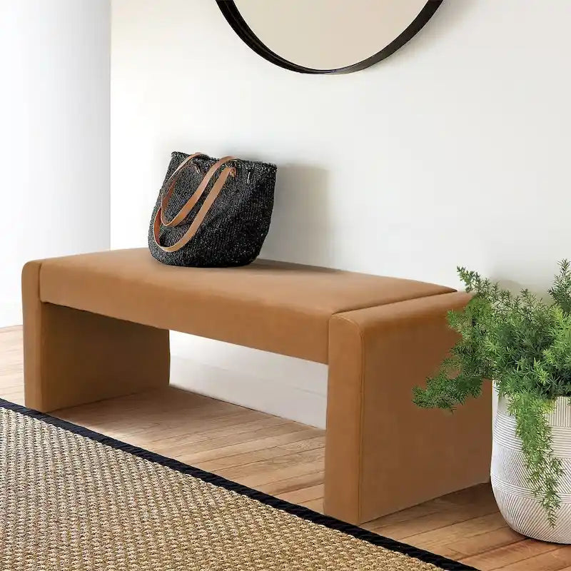 Banc cascade rembourré en similicuir noir, havane, olive