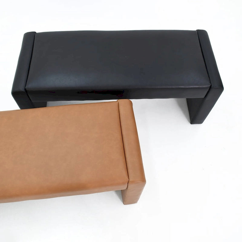 Banc cascade rembourré en similicuir noir, havane, olive