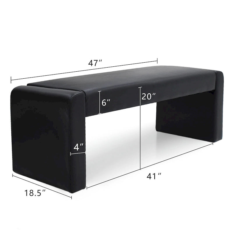 Banc cascade rembourré en similicuir noir, havane, olive