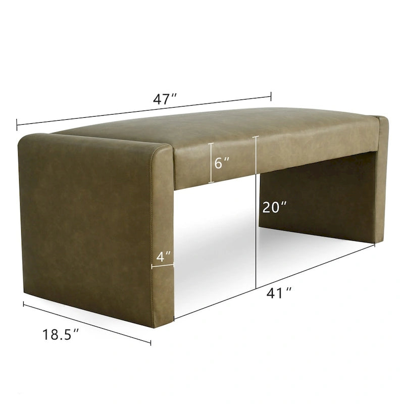 Banc cascade rembourré en similicuir noir, havane, olive