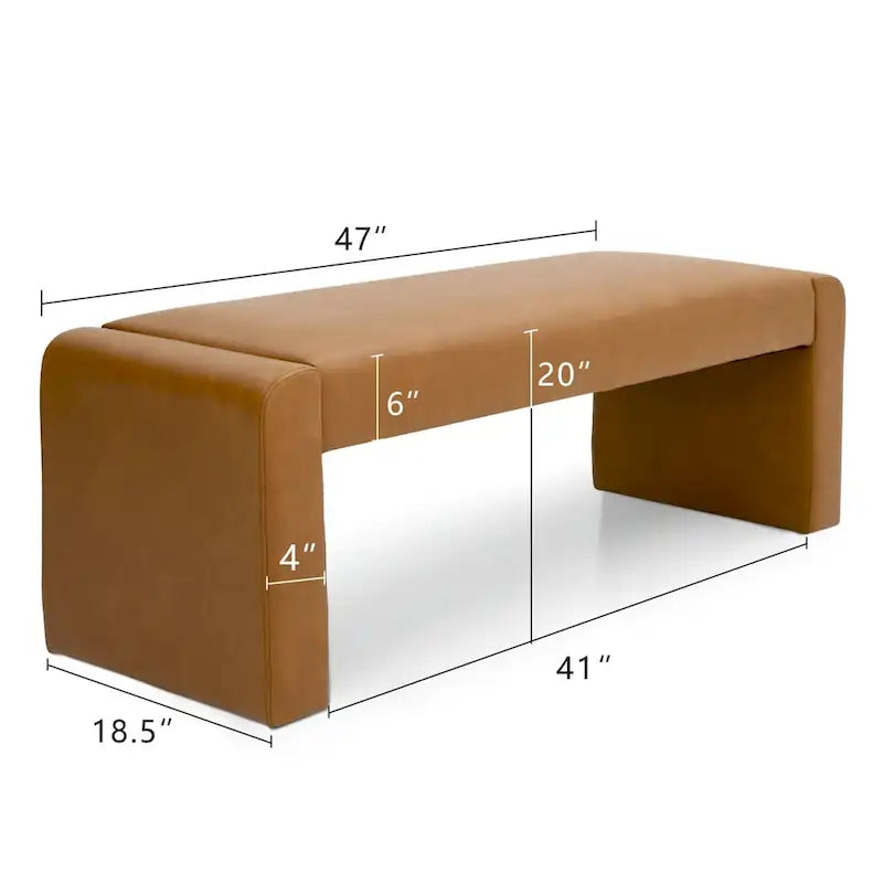 Banc cascade rembourré en similicuir noir, havane, olive