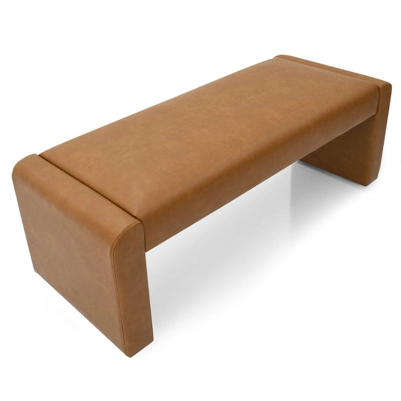 Banc cascade rembourré en similicuir noir, havane, olive