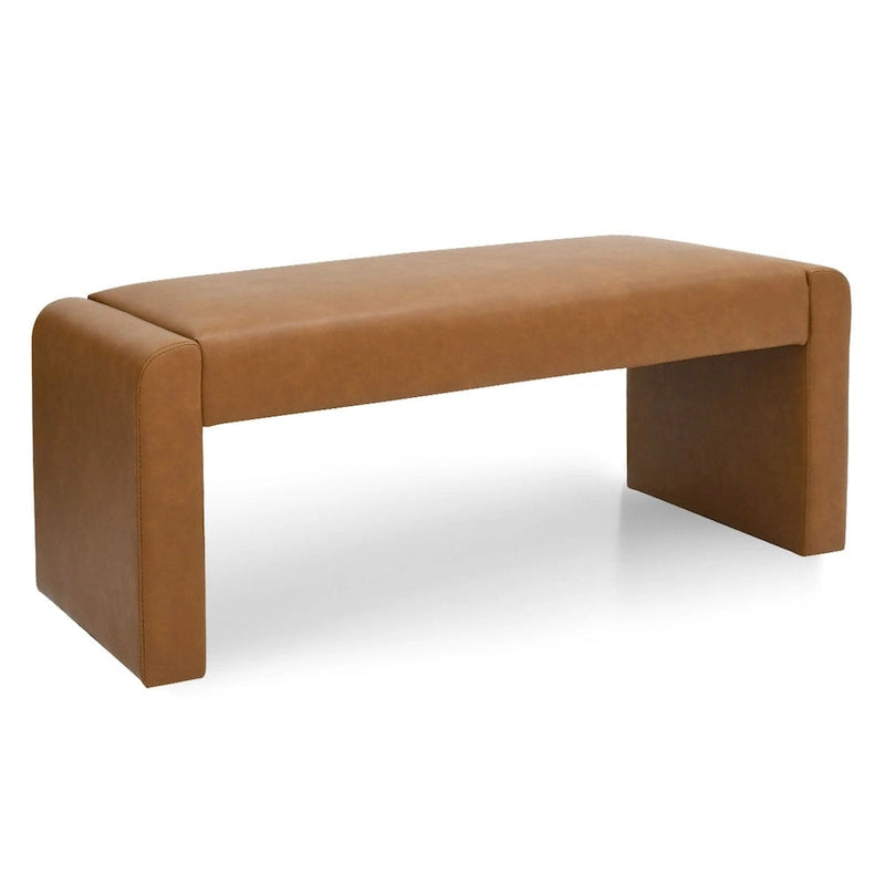Banc cascade rembourré en similicuir noir, havane, olive