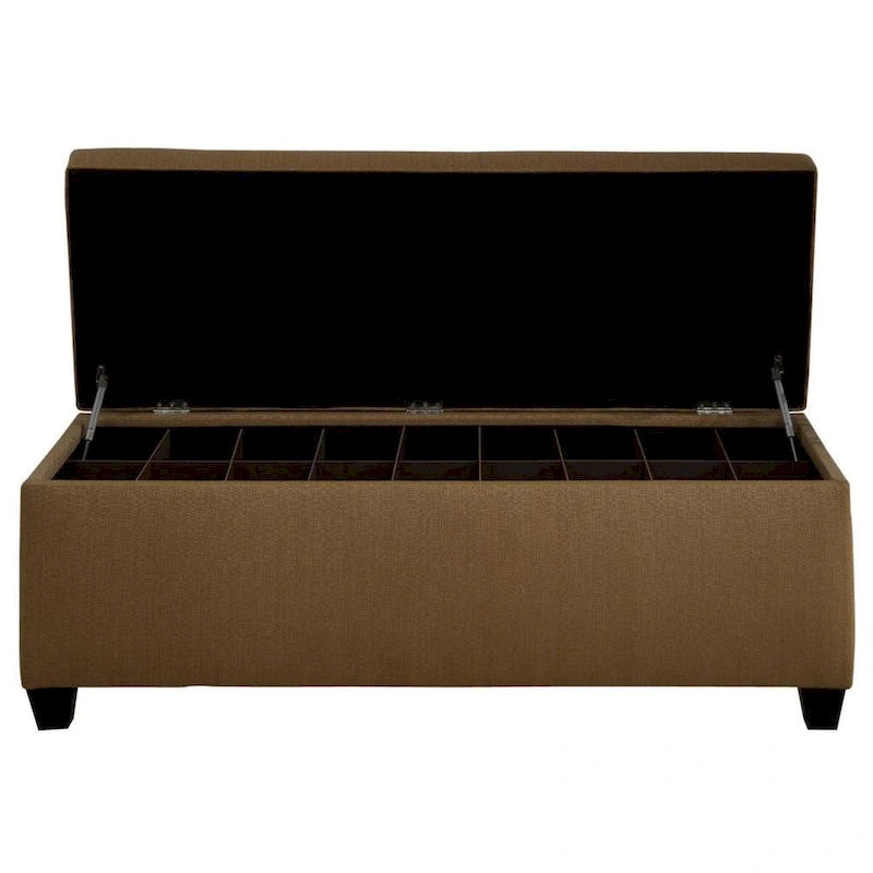 Banc de rangement pour chaussures capitonné jaune en tissu avec couvercle