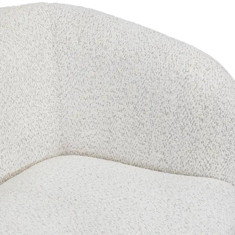 Fauteuil d'appoint moderne en bouclette avec accoudoirs incurvés, assise rénale et pieds ronds en bois