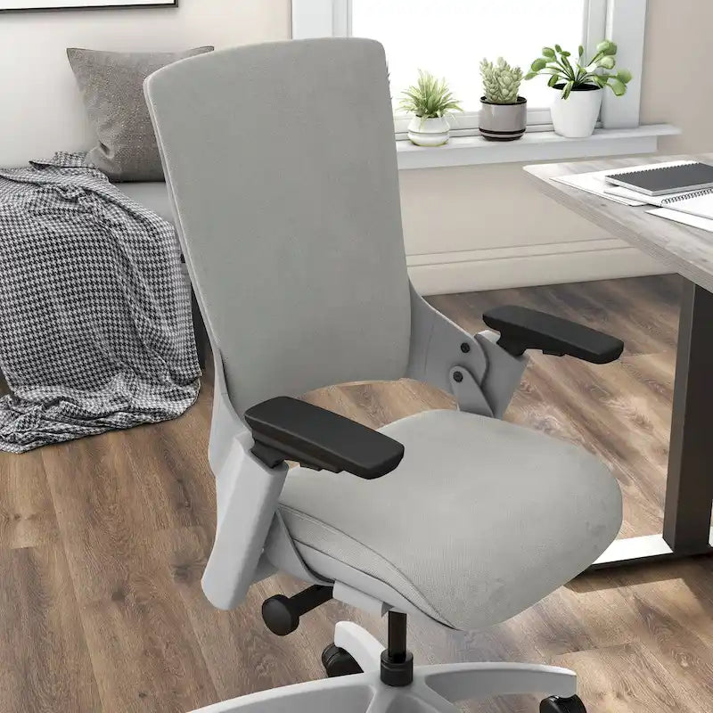 Chaise de Bureau Ergonomique Grise en Tissu avec Support Lombaire Réglable