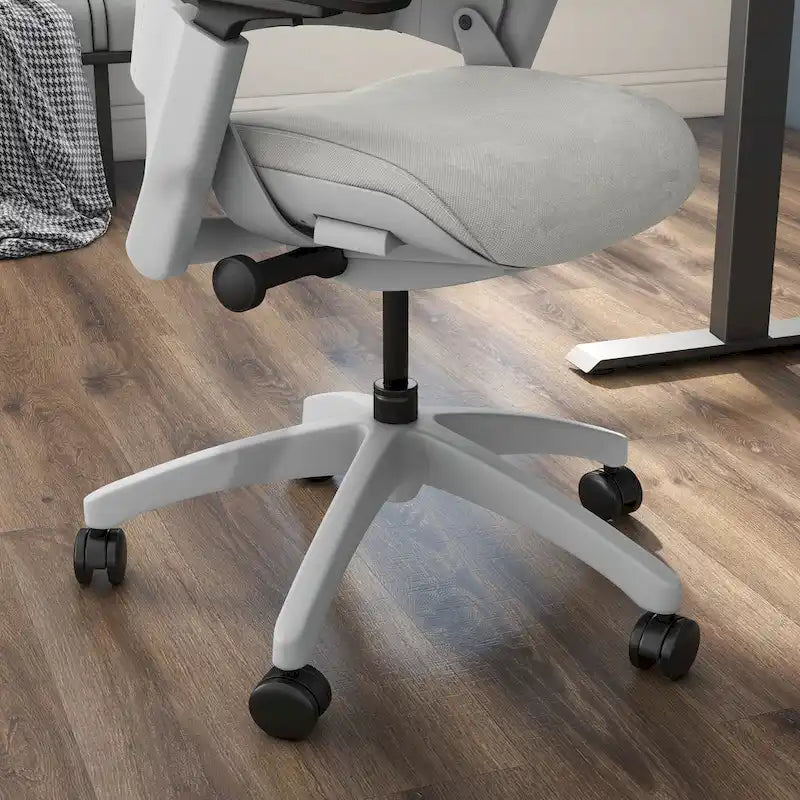 Chaise de Bureau Ergonomique Grise en Tissu avec Support Lombaire Réglable