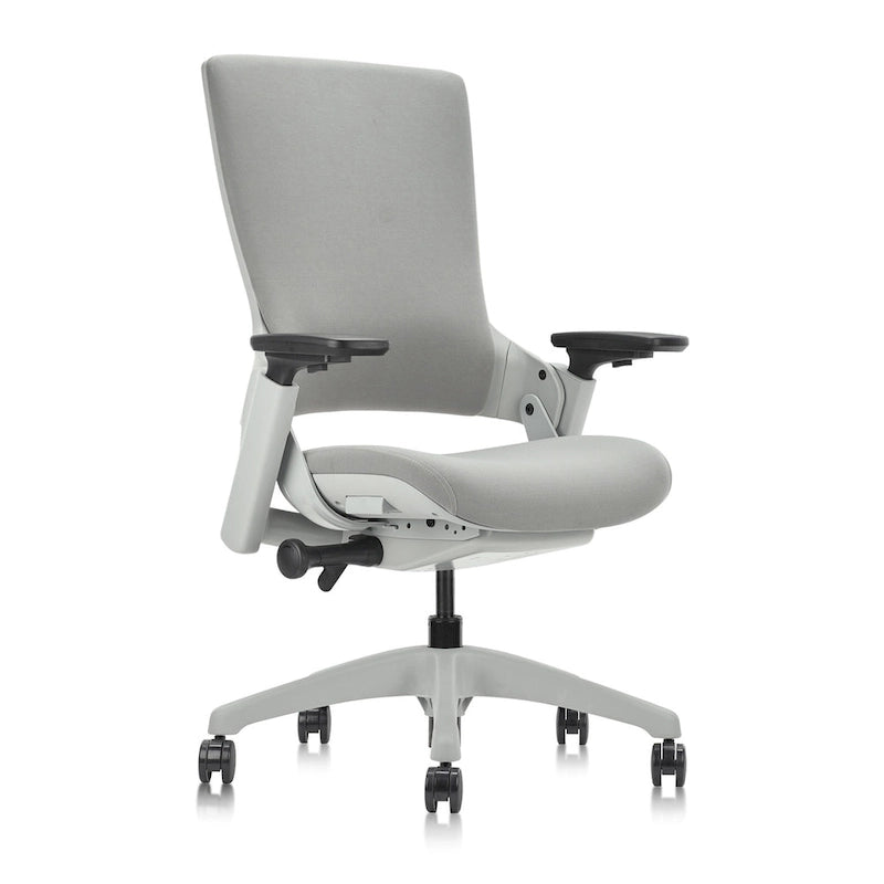 Chaise de Bureau Ergonomique Grise en Tissu avec Support Lombaire Réglable