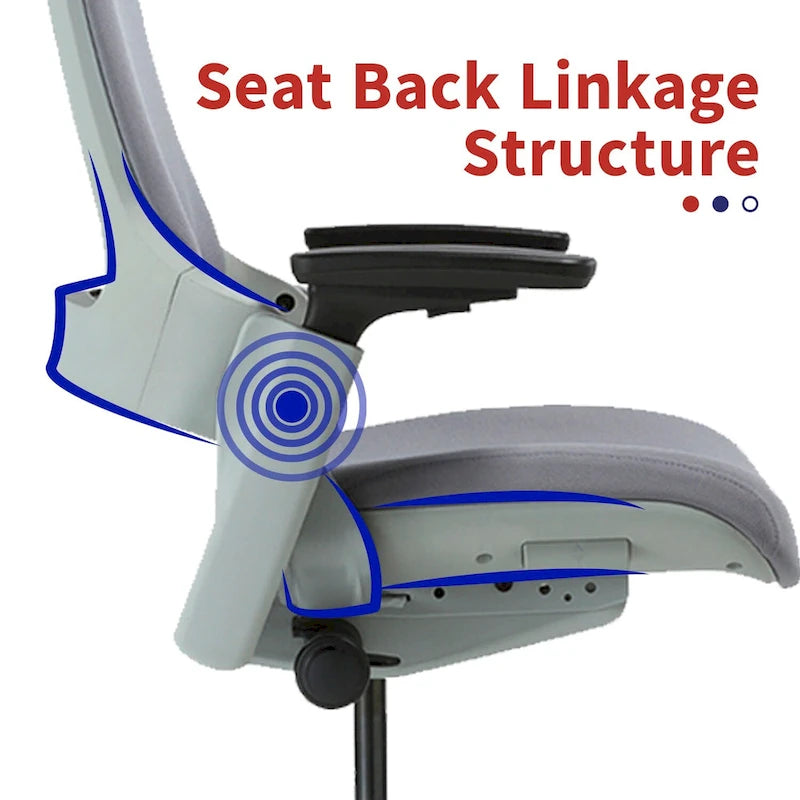 Chaise de Bureau Ergonomique Grise en Tissu avec Support Lombaire Réglable