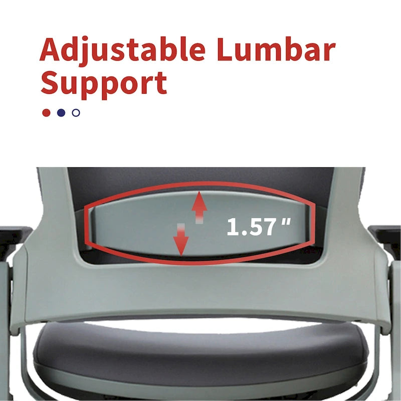Chaise de Bureau Ergonomique Grise en Tissu avec Support Lombaire Réglable