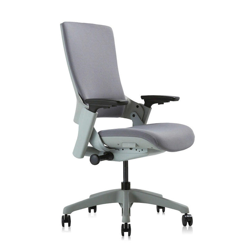 Chaise de Bureau Ergonomique Grise en Tissu avec Support Lombaire Réglable