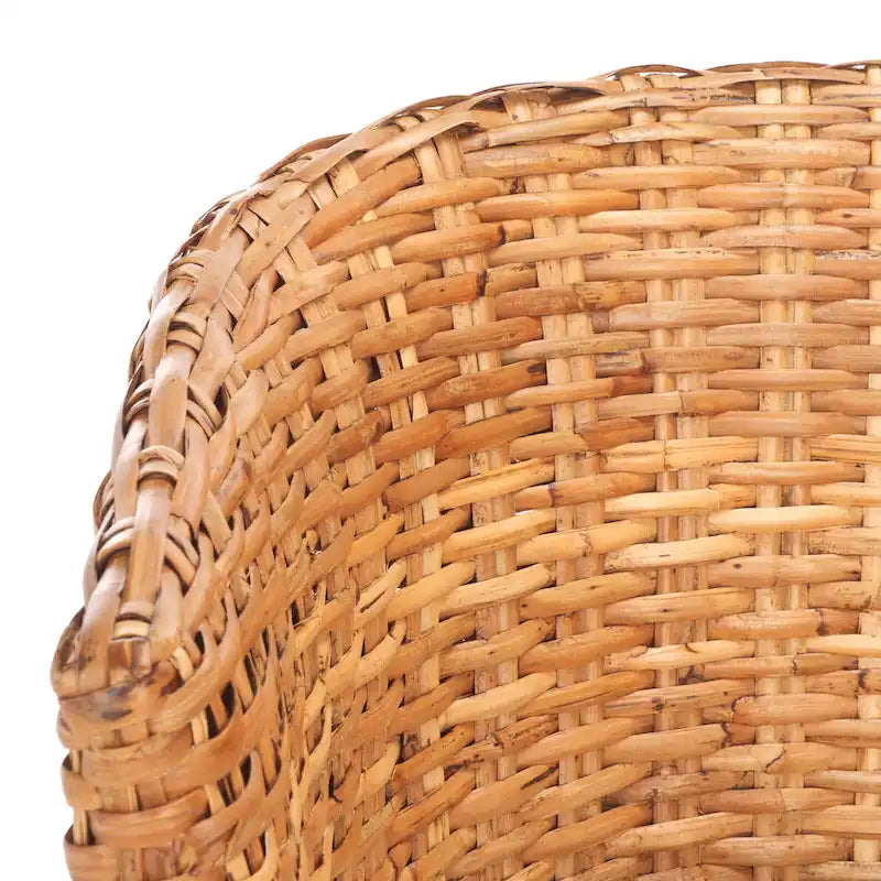 Fauteuil d'appoint Honey Rattan Barrel avec coussin en coton blanc, tressé