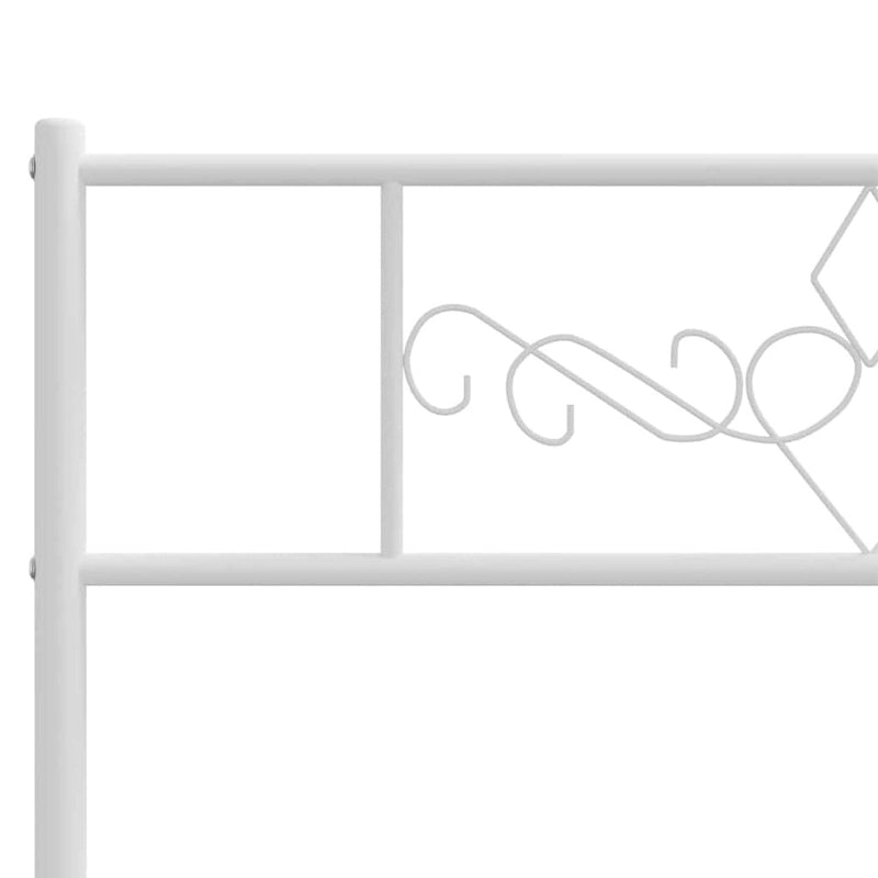 Cadre de lit double XL en métal blanc avec tête et pied de lit
