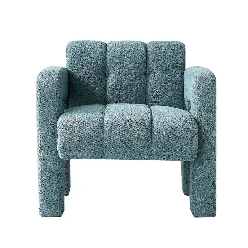 Fauteuil d'appoint rembourré Bouclé avec cadre en bois massif multicolore