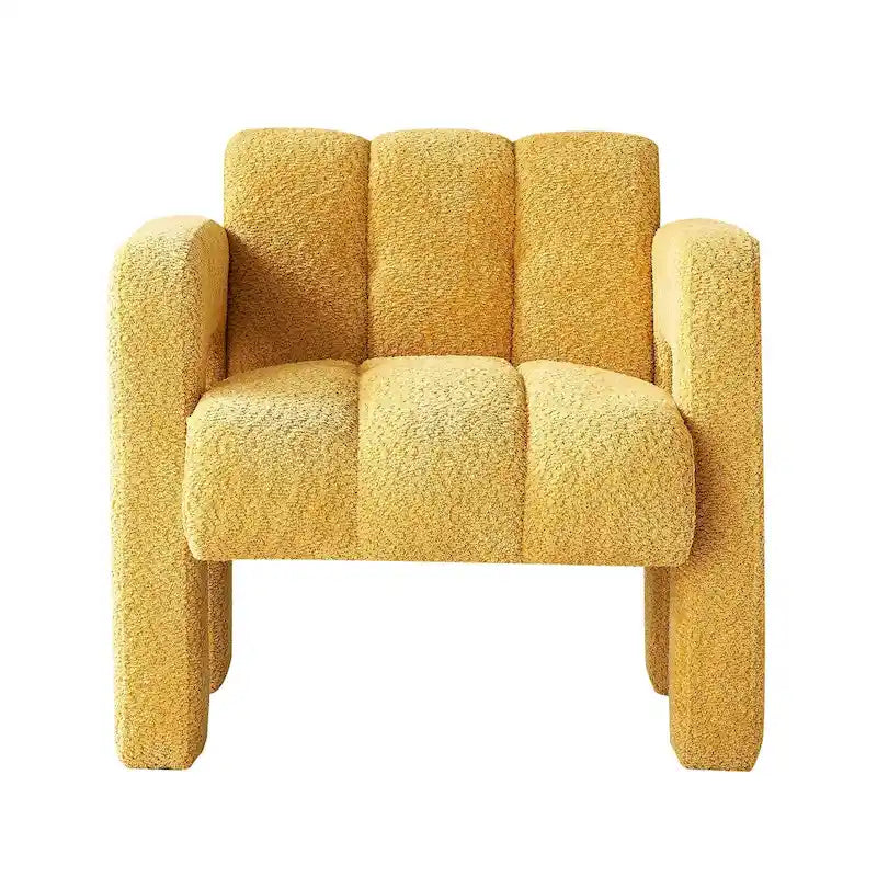 Fauteuil d'appoint rembourré Bouclé avec cadre en bois massif multicolore