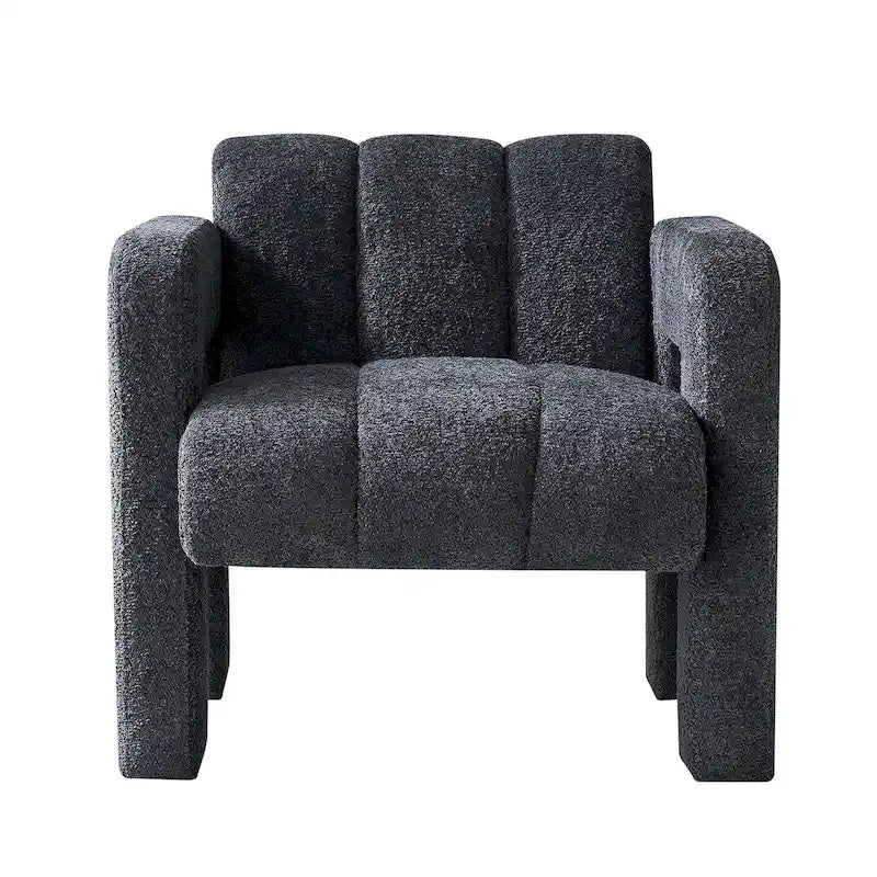 Fauteuil d'appoint rembourré Bouclé avec cadre en bois massif multicolore