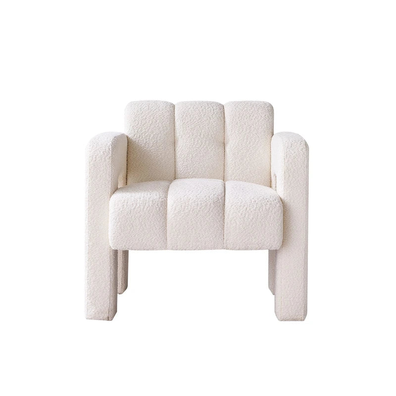 Fauteuil d'appoint rembourré Bouclé avec cadre en bois massif multicolore