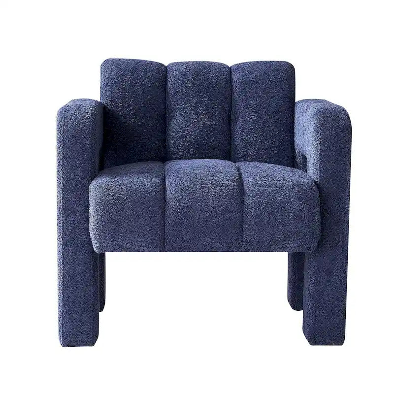 Fauteuil d'appoint rembourré Bouclé avec cadre en bois massif multicolore