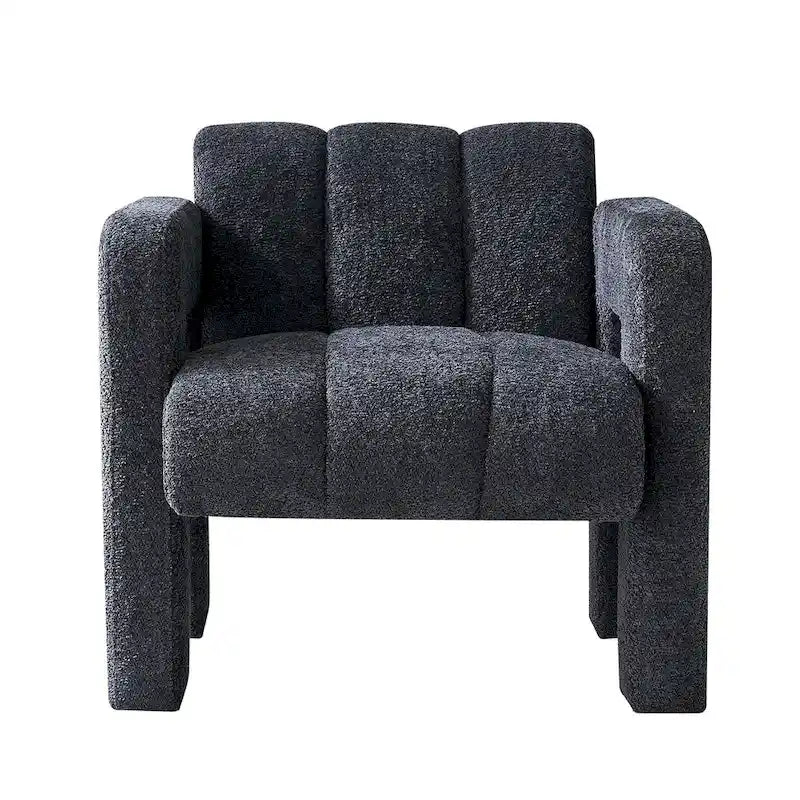 Fauteuil d'appoint rembourré Bouclé avec cadre en bois massif multicolore