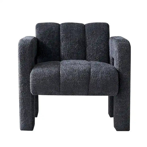 Fauteuil d'appoint rembourré Bouclé avec cadre en bois massif multicolore