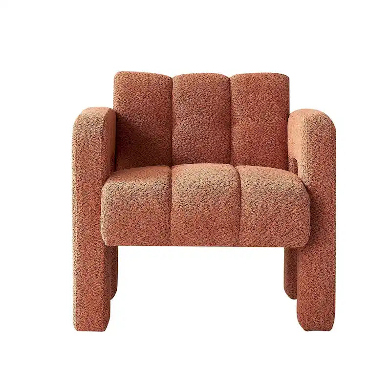 Fauteuil d'appoint rembourré Bouclé avec cadre en bois massif multicolore