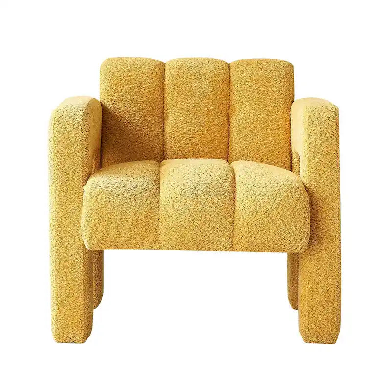 Fauteuil d'appoint rembourré Bouclé avec cadre en bois massif multicolore