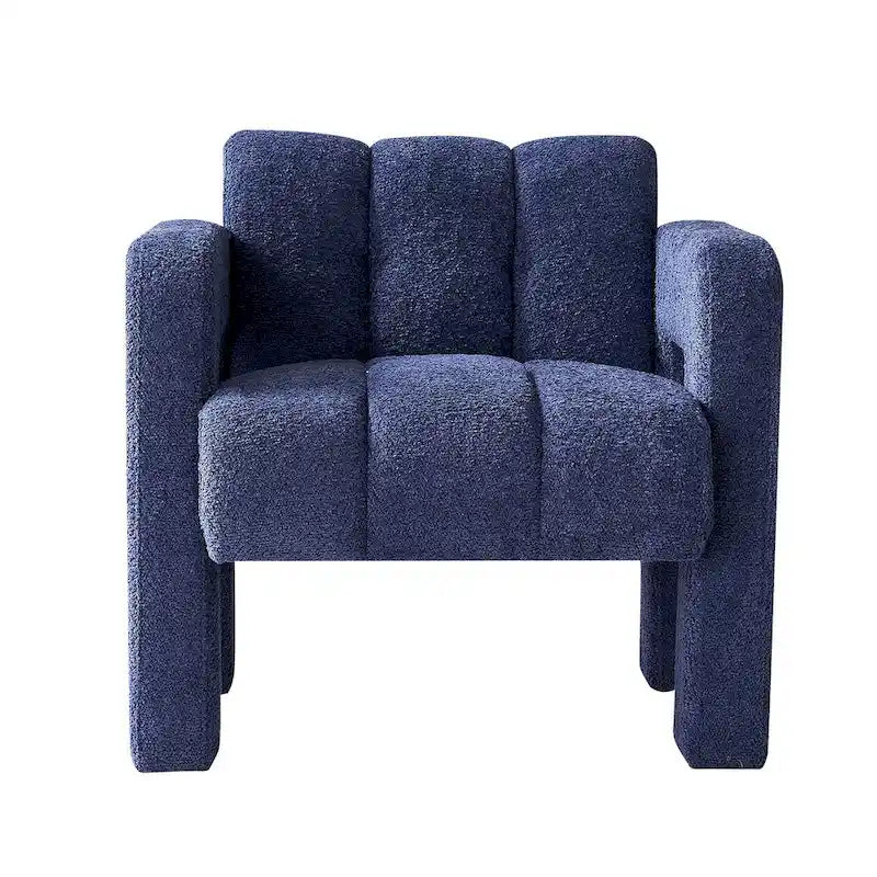 Fauteuil d'appoint rembourré Bouclé avec cadre en bois massif multicolore