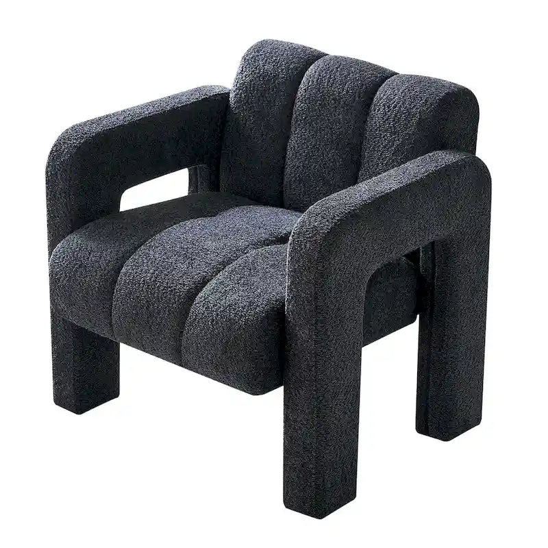 Fauteuil d'appoint rembourré Bouclé avec cadre en bois massif multicolore