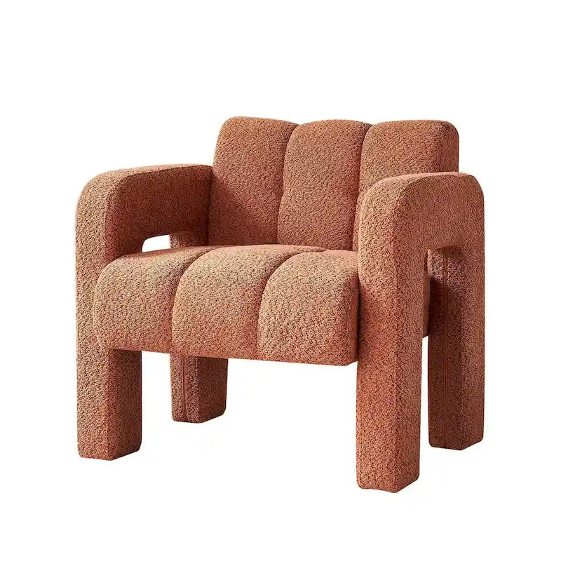 Fauteuil d'appoint rembourré Bouclé avec cadre en bois massif multicolore