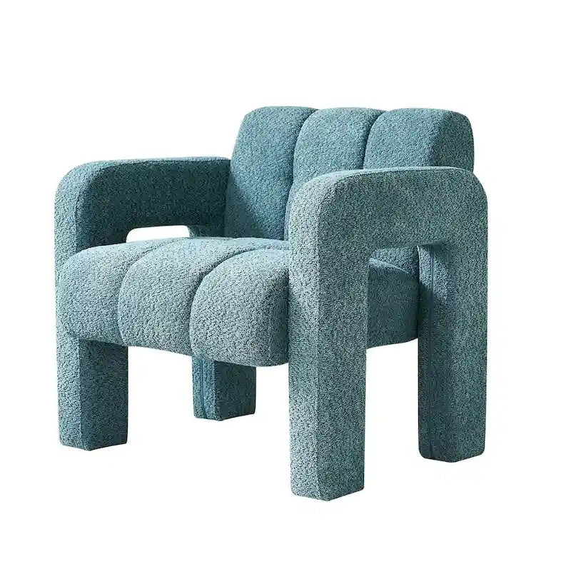 Fauteuil d'appoint rembourré Bouclé avec cadre en bois massif multicolore