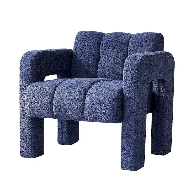 Fauteuil d'appoint rembourré Bouclé avec cadre en bois massif multicolore