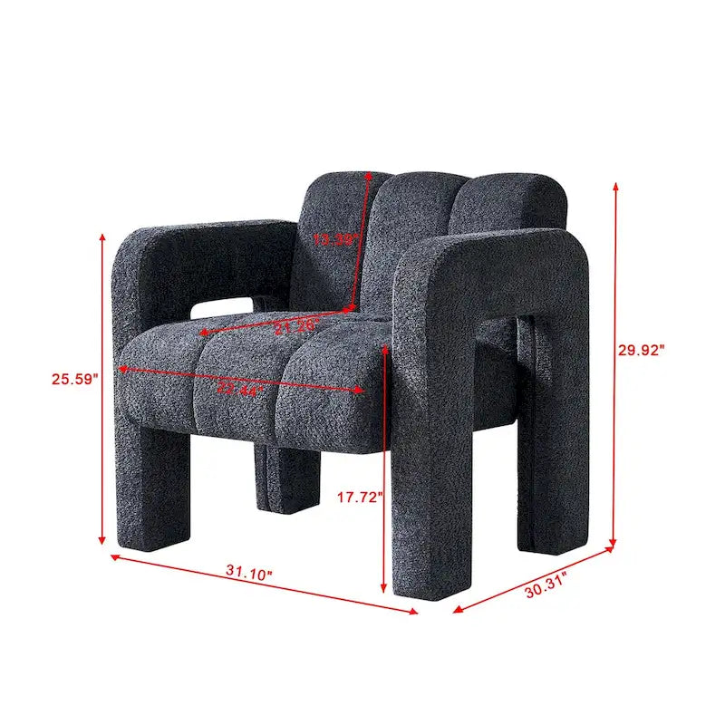Fauteuil d'appoint rembourré Bouclé avec cadre en bois massif multicolore