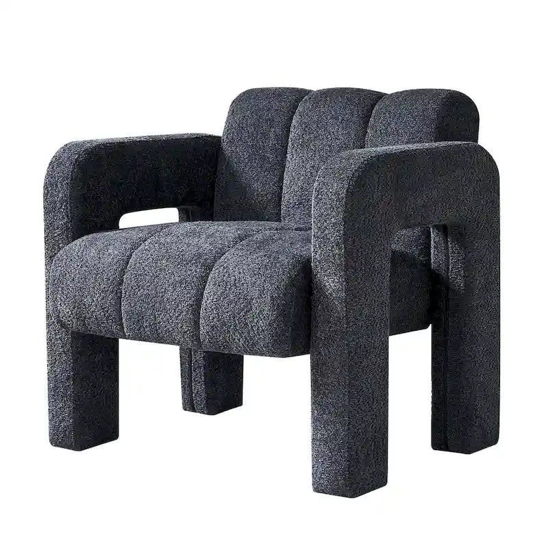 Fauteuil d'appoint rembourré Bouclé avec cadre en bois massif multicolore