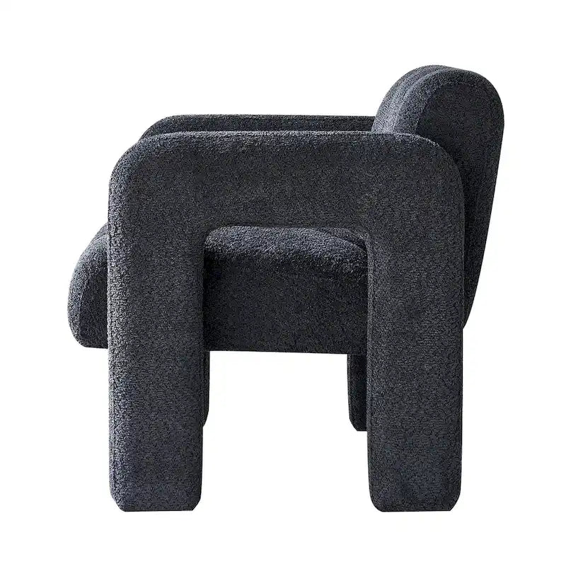 Fauteuil d'appoint rembourré Bouclé avec cadre en bois massif multicolore