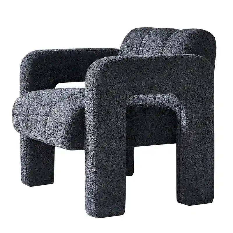 Fauteuil d'appoint rembourré Bouclé avec cadre en bois massif multicolore