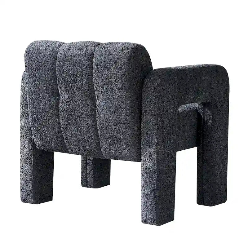 Fauteuil d'appoint rembourré Bouclé avec cadre en bois massif multicolore