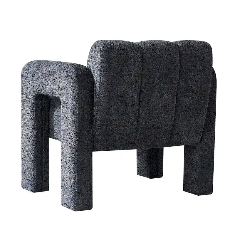 Fauteuil d'appoint rembourré Bouclé avec cadre en bois massif multicolore