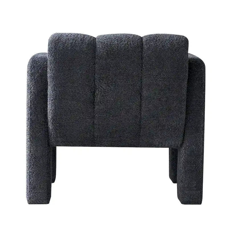 Fauteuil d'appoint rembourré Bouclé avec cadre en bois massif multicolore