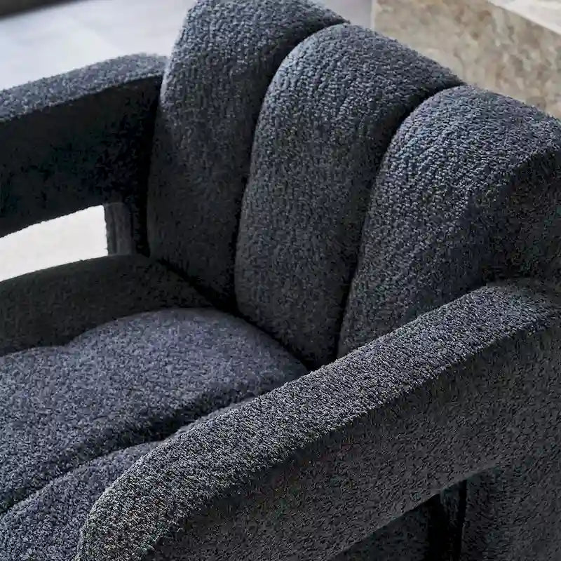 Fauteuil d'appoint rembourré Bouclé avec cadre en bois massif multicolore