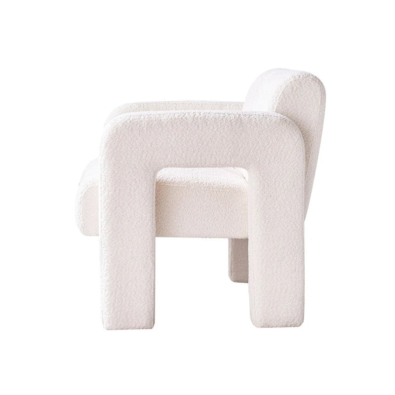 Fauteuil d'appoint rembourré Bouclé avec cadre en bois massif multicolore