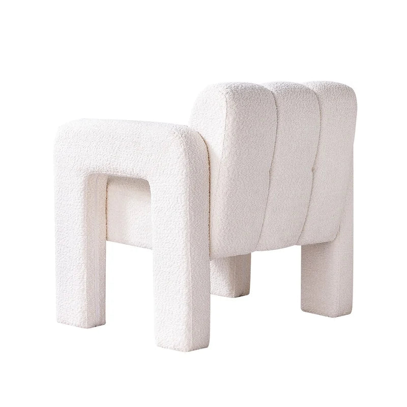 Fauteuil d'appoint rembourré Bouclé avec cadre en bois massif multicolore