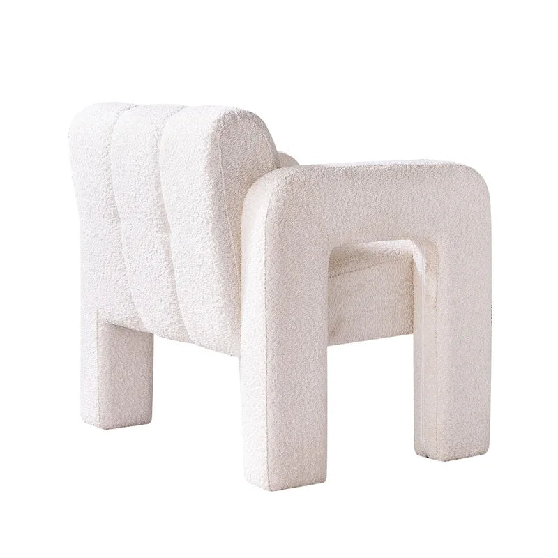 Fauteuil d'appoint rembourré Bouclé avec cadre en bois massif multicolore