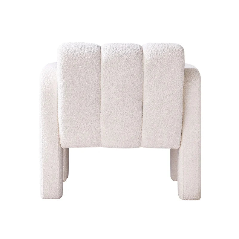 Fauteuil d'appoint rembourré Bouclé avec cadre en bois massif multicolore